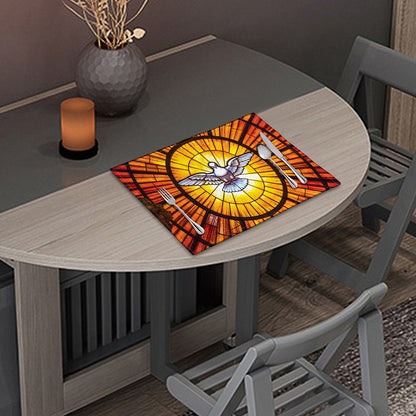 Holy Spirit Dove Stained Glass Print Placemat