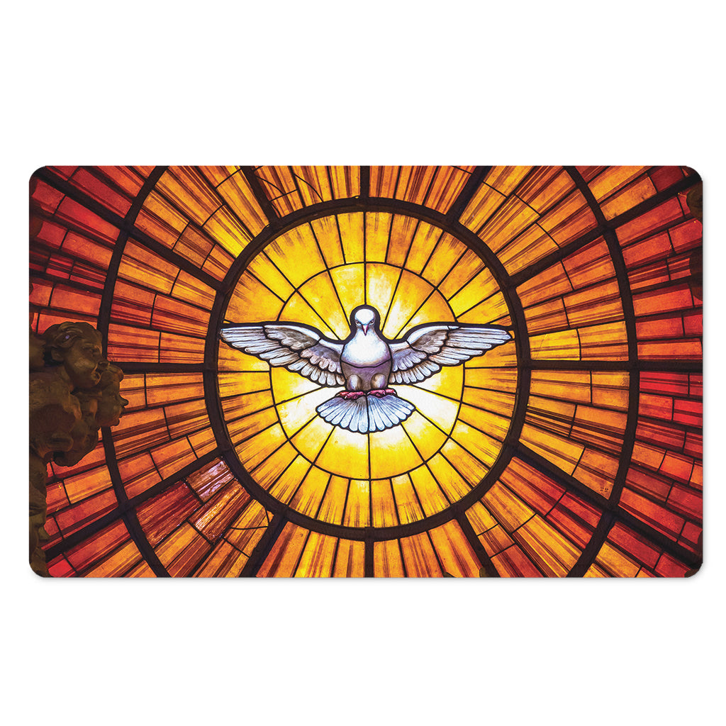 Holy Spirit Dove Stained Glass Print Polyester Doormat