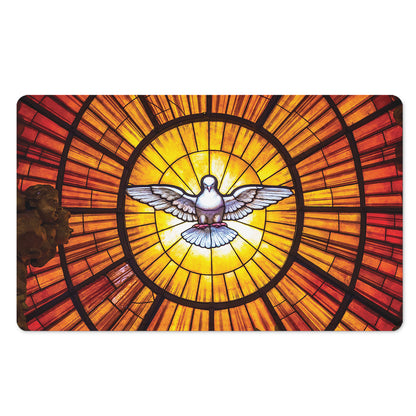 Holy Spirit Dove Stained Glass Print Polyester Doormat