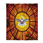 Holy Spirit Dove Stained Glass Print Polyester Shower Curtain