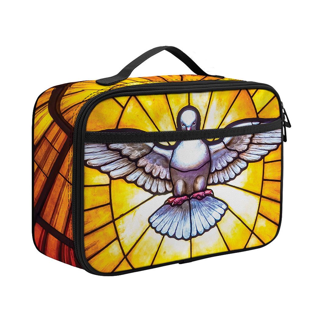 Holy Spirit Dove Stained Glass Print Portable Lunch Bag