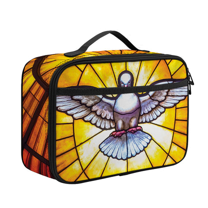 Holy Spirit Dove Stained Glass Print Portable Lunch Bag