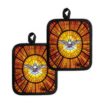 Holy Spirit Dove Stained Glass Print Pot Holders