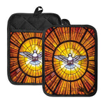 Holy Spirit Dove Stained Glass Print Pot Holders With Pocket