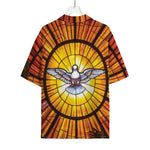 Holy Spirit Dove Stained Glass Print Rayon Hawaiian Shirt