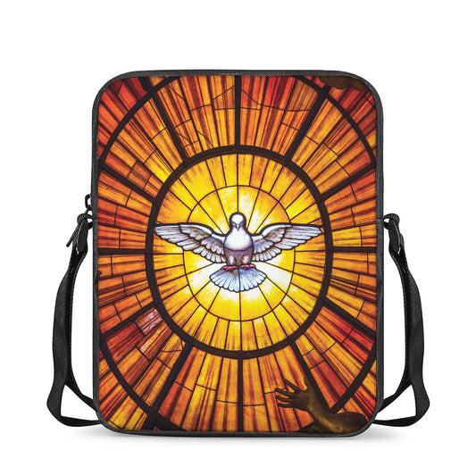 Holy Spirit Dove Stained Glass Print Rectangular Crossbody Bag