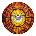 Holy Spirit Dove Stained Glass Print Round Blanket