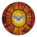 Holy Spirit Dove Stained Glass Print Round Floor Mat
