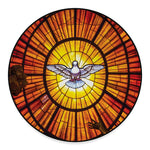 Holy Spirit Dove Stained Glass Print Round Floor Mat