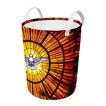 Holy Spirit Dove Stained Glass Print Round Laundry Basket