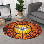 Holy Spirit Dove Stained Glass Print Round Rug