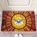 Holy Spirit Dove Stained Glass Print Rubber Doormat