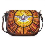 Holy Spirit Dove Stained Glass Print Saddle Bag