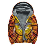 Holy Spirit Dove Stained Glass Print Sherpa Lined Zip Up Hoodie