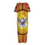 Holy Spirit Dove Stained Glass Print Short Sleeve Long Nightdress