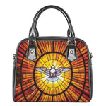 Holy Spirit Dove Stained Glass Print Shoulder Handbag