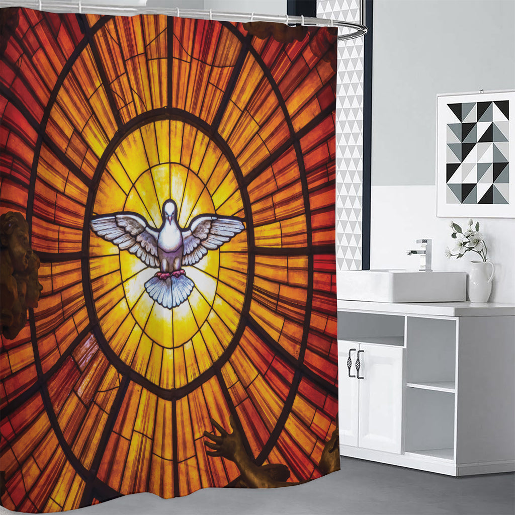 Holy Spirit Dove Stained Glass Print Shower Curtain