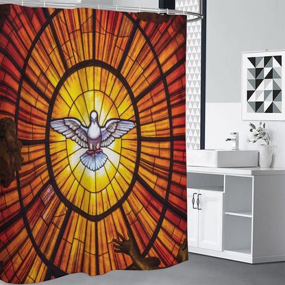 Holy Spirit Dove Stained Glass Print Shower Curtain