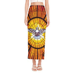 Holy Spirit Dove Stained Glass Print Side Slit Maxi Skirt