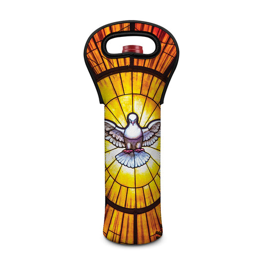 Holy Spirit Dove Stained Glass Print Single Neoprene Wine Tote