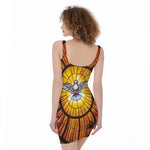 Holy Spirit Dove Stained Glass Print Sleeveless Bodycon Dress