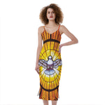 Holy Spirit Dove Stained Glass Print Slim Fit Midi Cami Dress