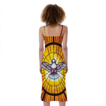 Holy Spirit Dove Stained Glass Print Slim Fit Midi Cami Dress