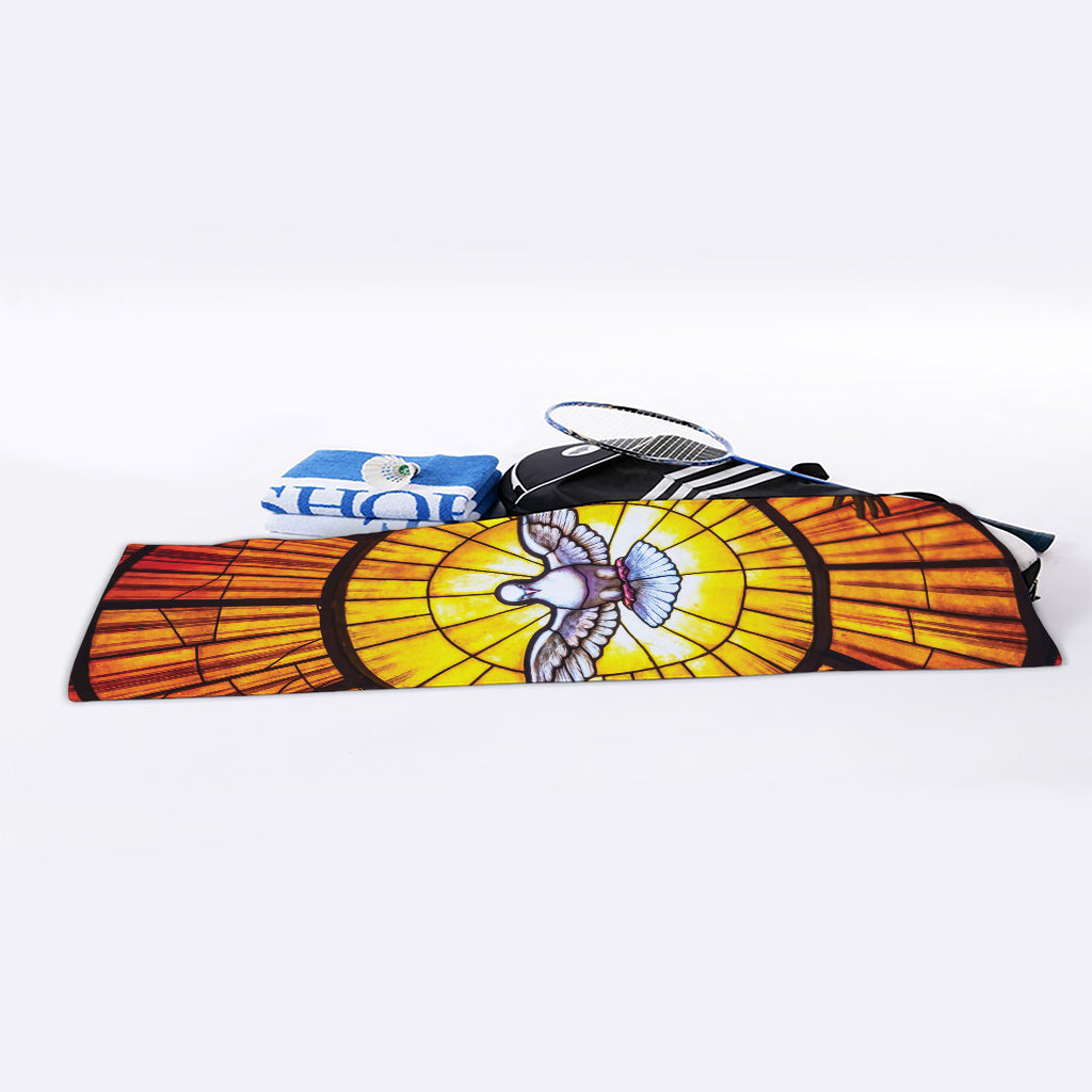 Holy Spirit Dove Stained Glass Print Sports Towel