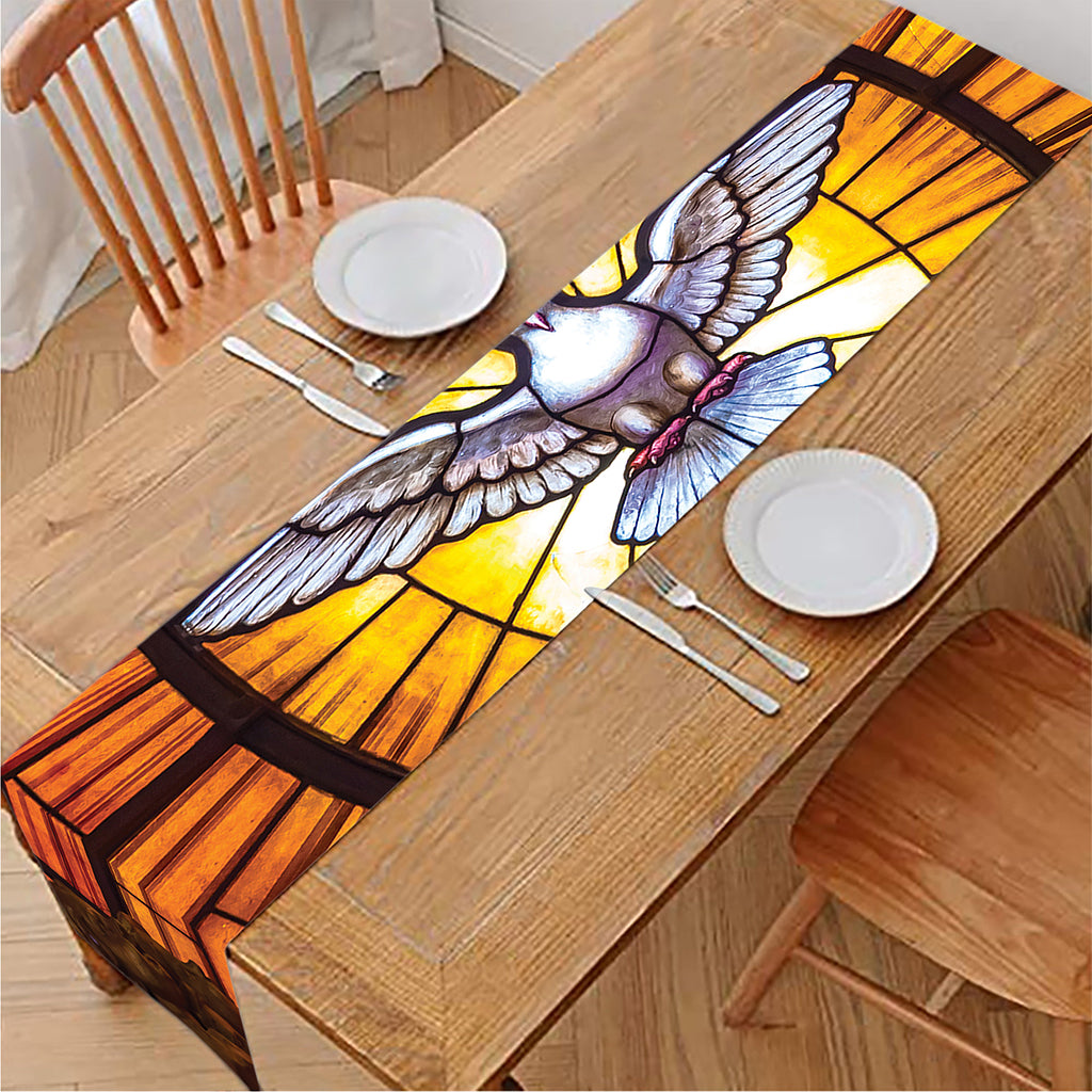 Holy Spirit Dove Stained Glass Print Table Runner