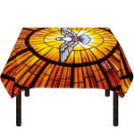 Holy Spirit Dove Stained Glass Print Tablecloth