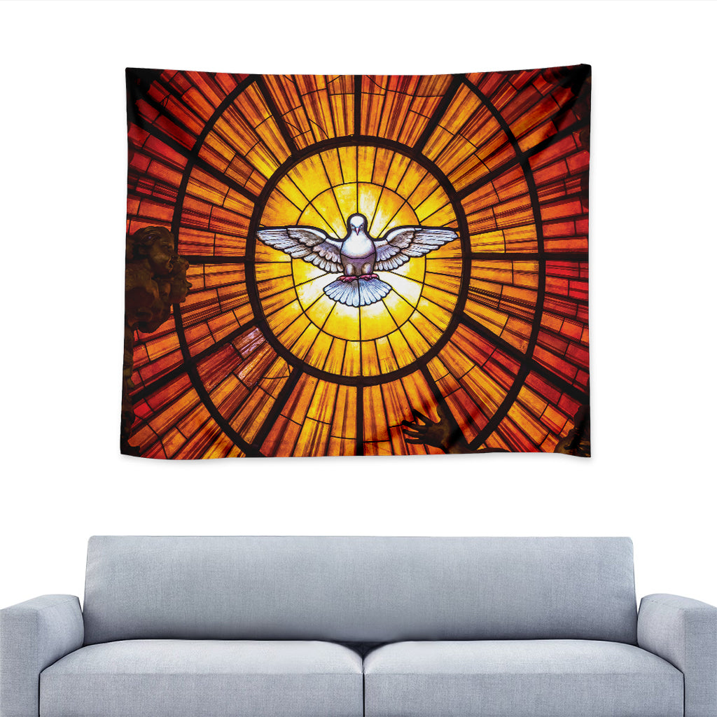 Holy Spirit Dove Stained Glass Print Tapestry