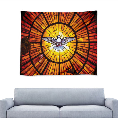 Holy Spirit Dove Stained Glass Print Tapestry