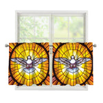 Holy Spirit Dove Stained Glass Print Tier Curtains