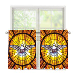 Holy Spirit Dove Stained Glass Print Tier Curtains