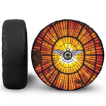 Holy Spirit Dove Stained Glass Print Tire Cover With Camera Hole