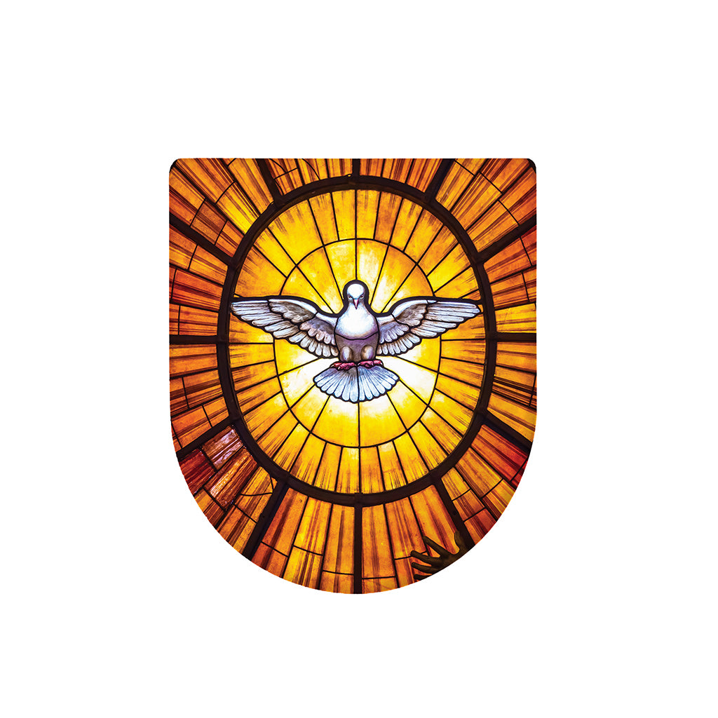 Holy Spirit Dove Stained Glass Print Toilet Lid Cover