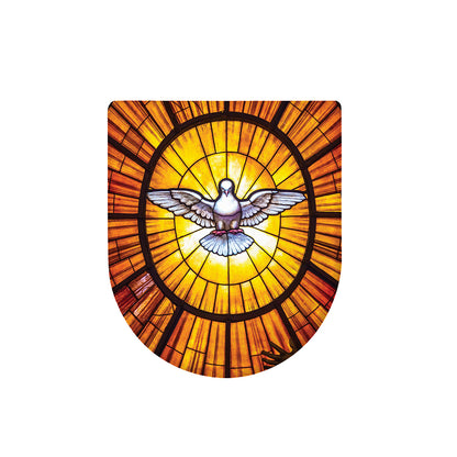 Holy Spirit Dove Stained Glass Print Toilet Lid Cover