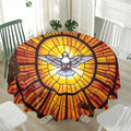 Holy Spirit Dove Stained Glass Print Waterproof Round Tablecloth