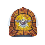 Holy Spirit Dove Stained Glass Print White Mesh Trucker Cap