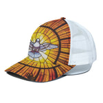 Holy Spirit Dove Stained Glass Print White Mesh Trucker Cap