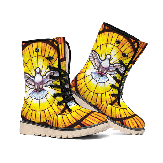 Holy Spirit Dove Stained Glass Print Winter Boots