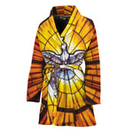 Holy Spirit Dove Stained Glass Print Women's Bathrobe