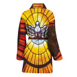 Holy Spirit Dove Stained Glass Print Women's Bathrobe