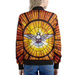 Holy Spirit Dove Stained Glass Print Women's Bomber Jacket