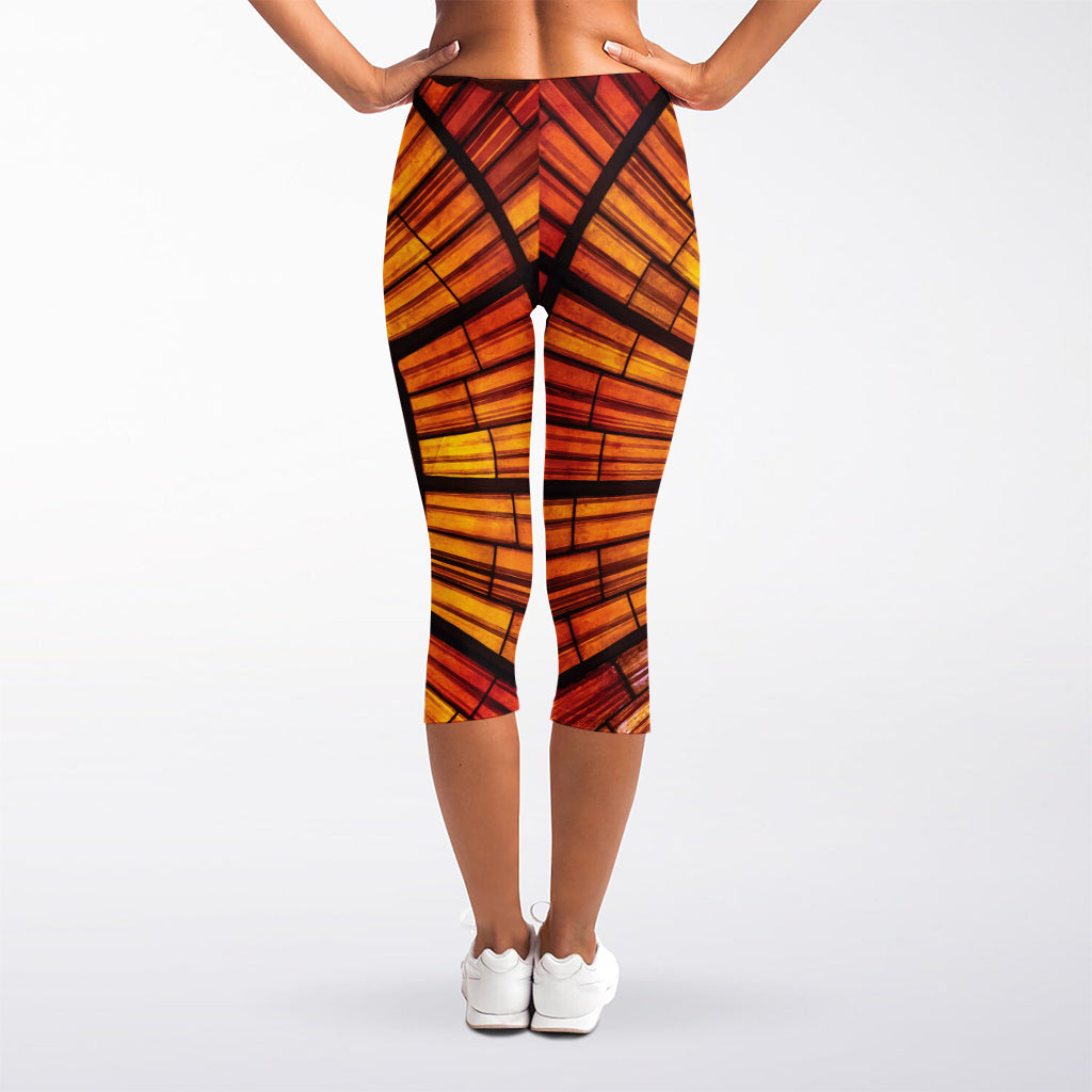 Holy Spirit Dove Stained Glass Print Women's Capri Leggings