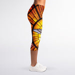 Holy Spirit Dove Stained Glass Print Women's Capri Leggings