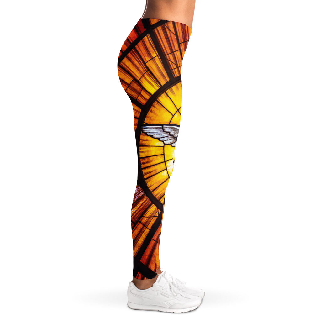 Holy Spirit Dove Stained Glass Print Women's Leggings