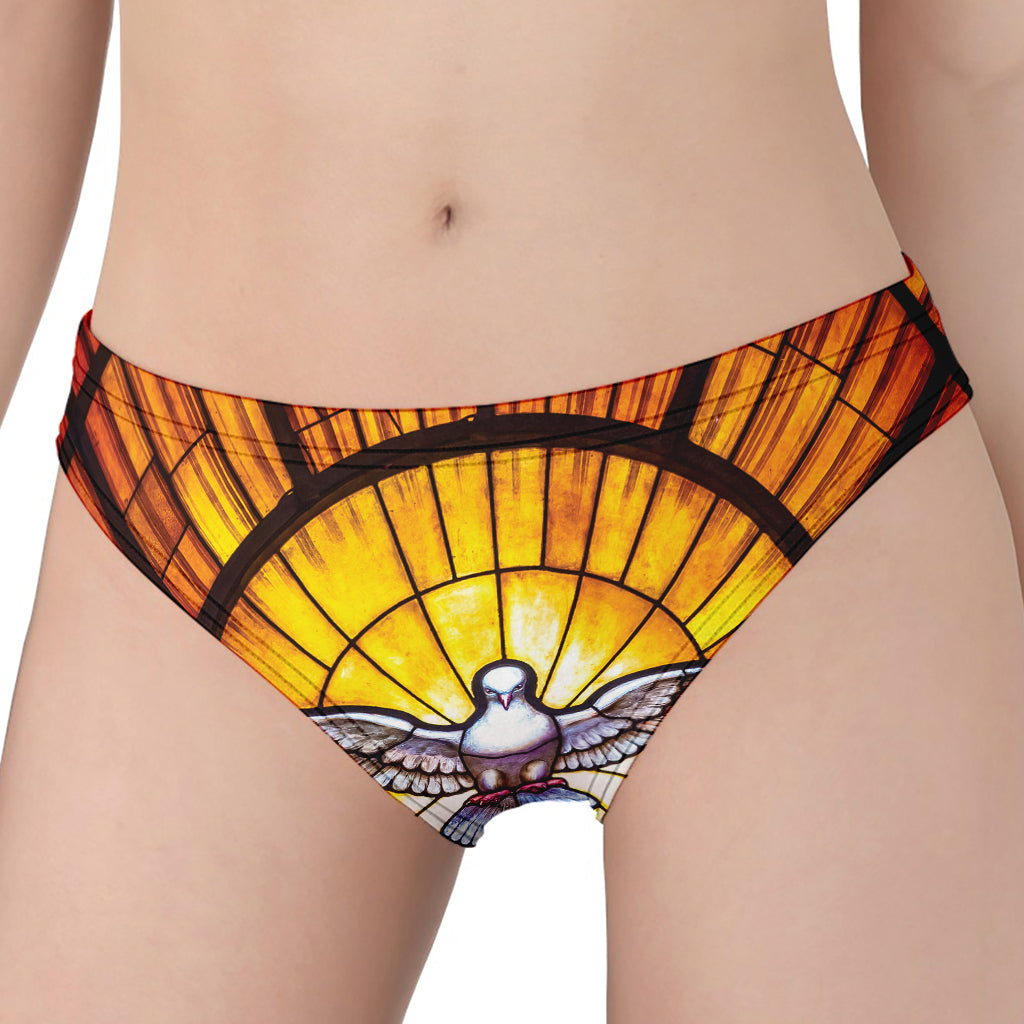Holy Spirit Dove Stained Glass Print Women's Panties