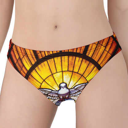 Holy Spirit Dove Stained Glass Print Women's Panties