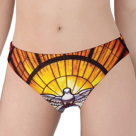 Holy Spirit Dove Stained Glass Print Women's Panties
